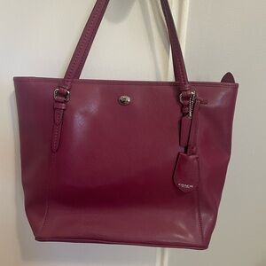Coach Dark Red Leather Tote Bag